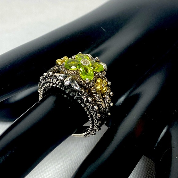 Barbara Bixby most beautiful Peridot sterling and 18k accents gold ring - Picture 3 of 7